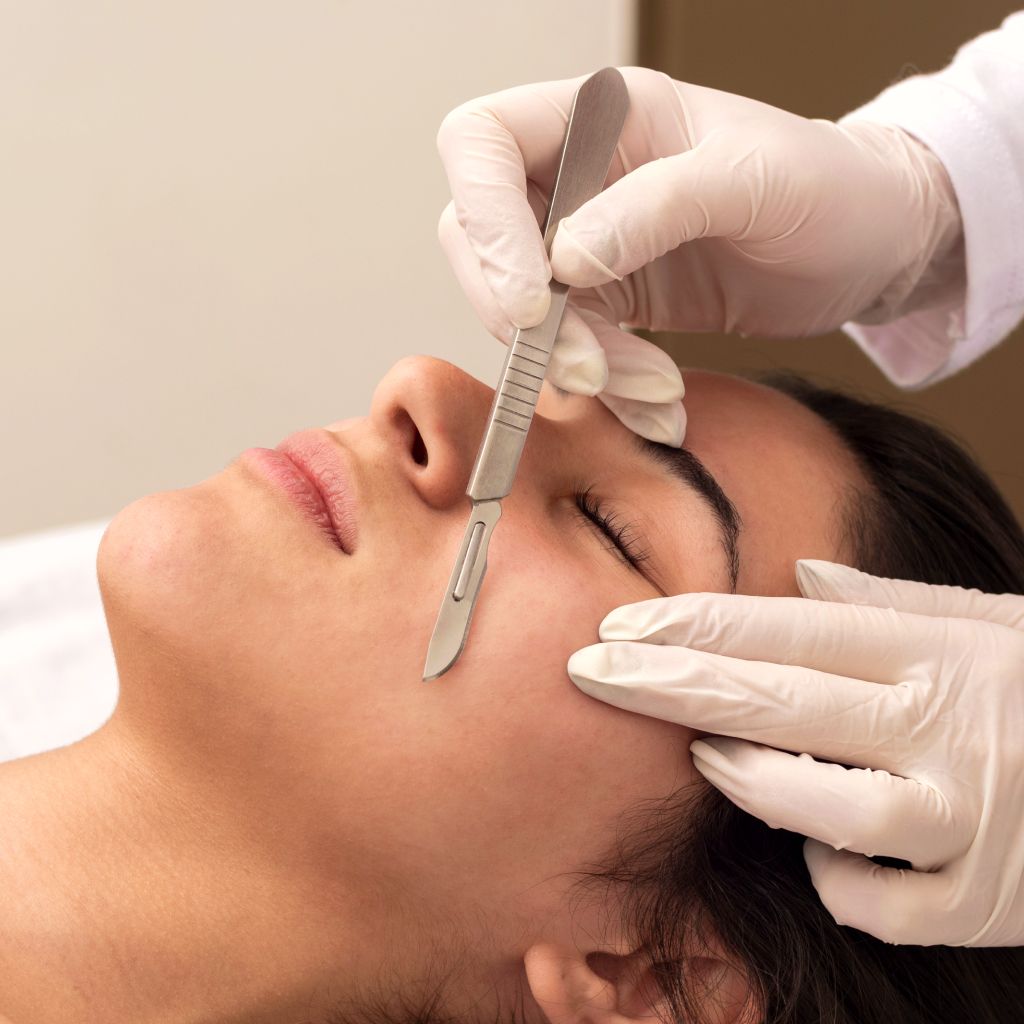 Hydradermabrasion-style facial treatment equipment in use.