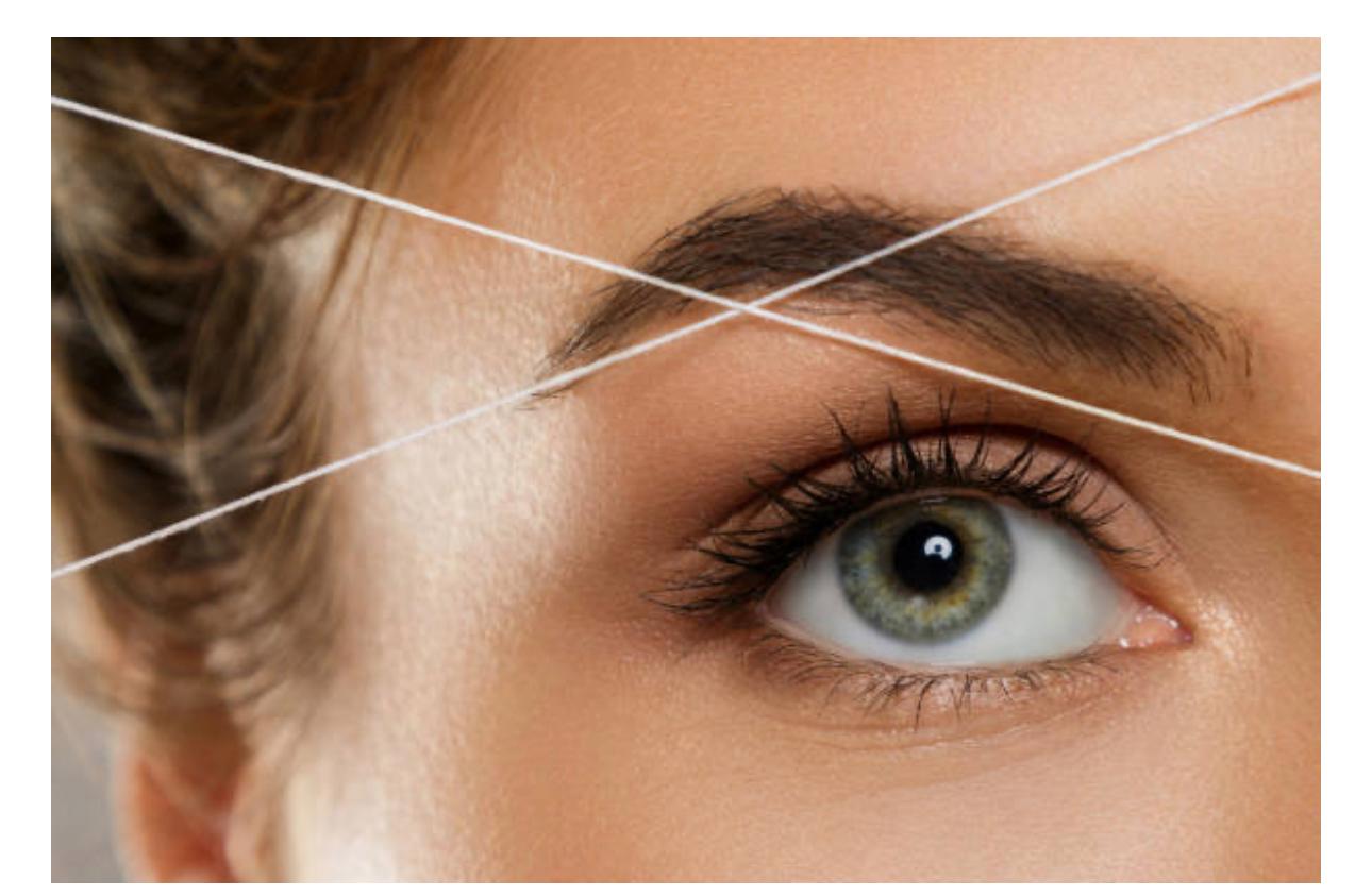 Threading service setup for precise eyebrow shaping.